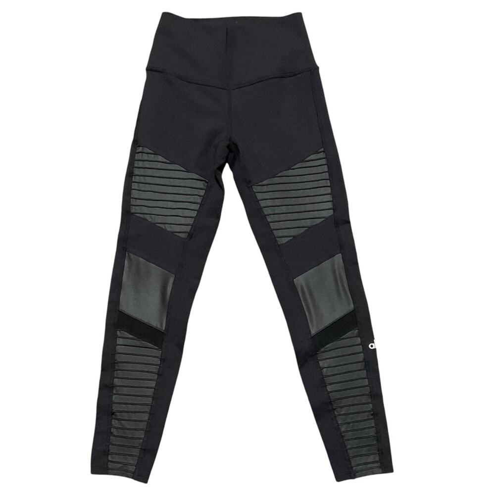 Alo Yoga High Waisted Moto Leggings Women's XS Black Faux Leather Skinny 29"